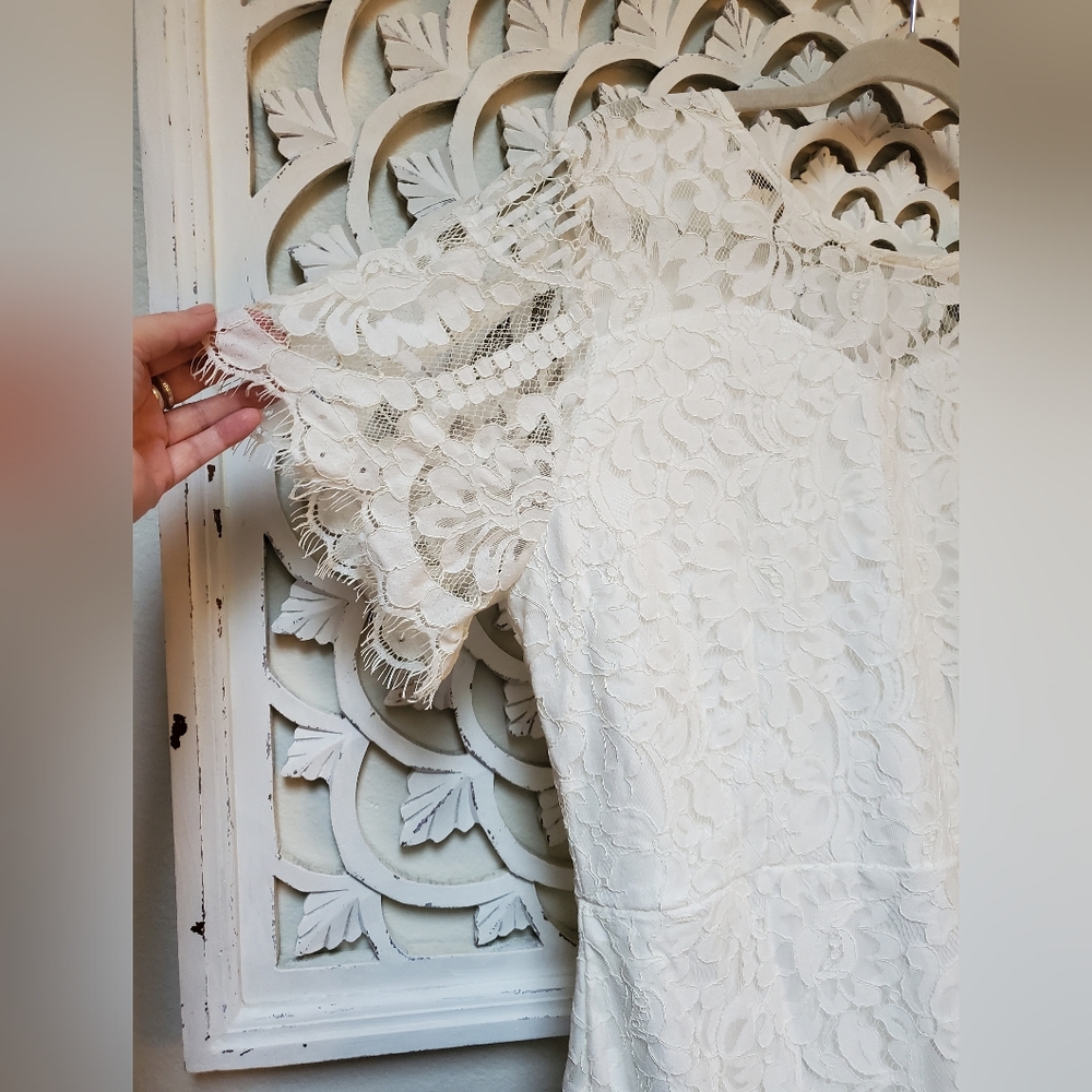 NWT MSLG Rehearsal Dinner Floral White Lace Dress XXL - Picture 3 of 16